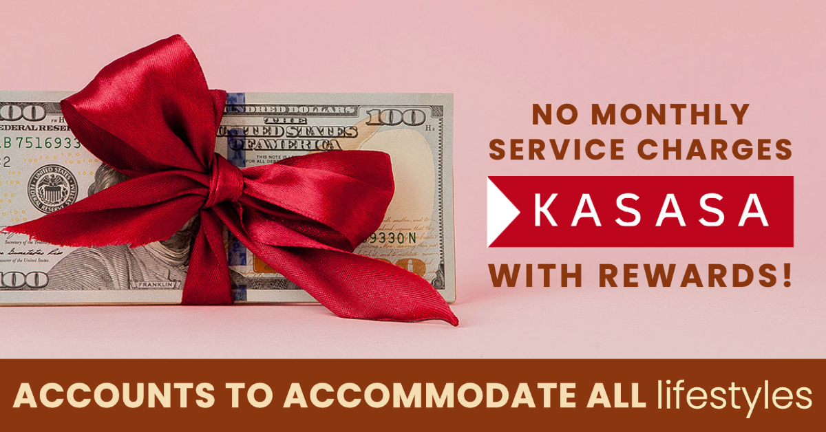 Ribbon wrapped money and Kasasa logo