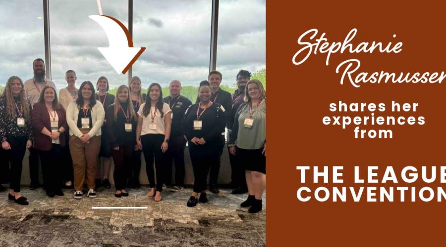 Stephanie at The League Convention with a group of other professionals