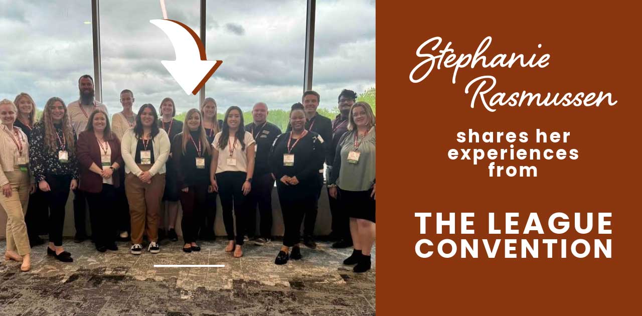 Stephanie at The League Convention with a group of other professionals